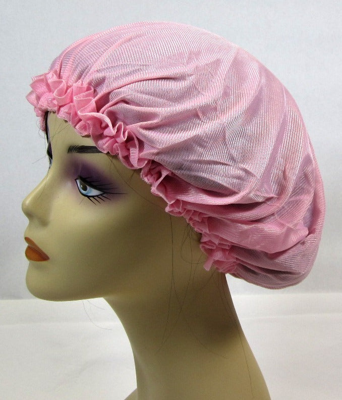 LOT OF 2 HATS -X-LARGE SATIN SLEEP CAP ONS SIZE, ELASTIC- LH1202