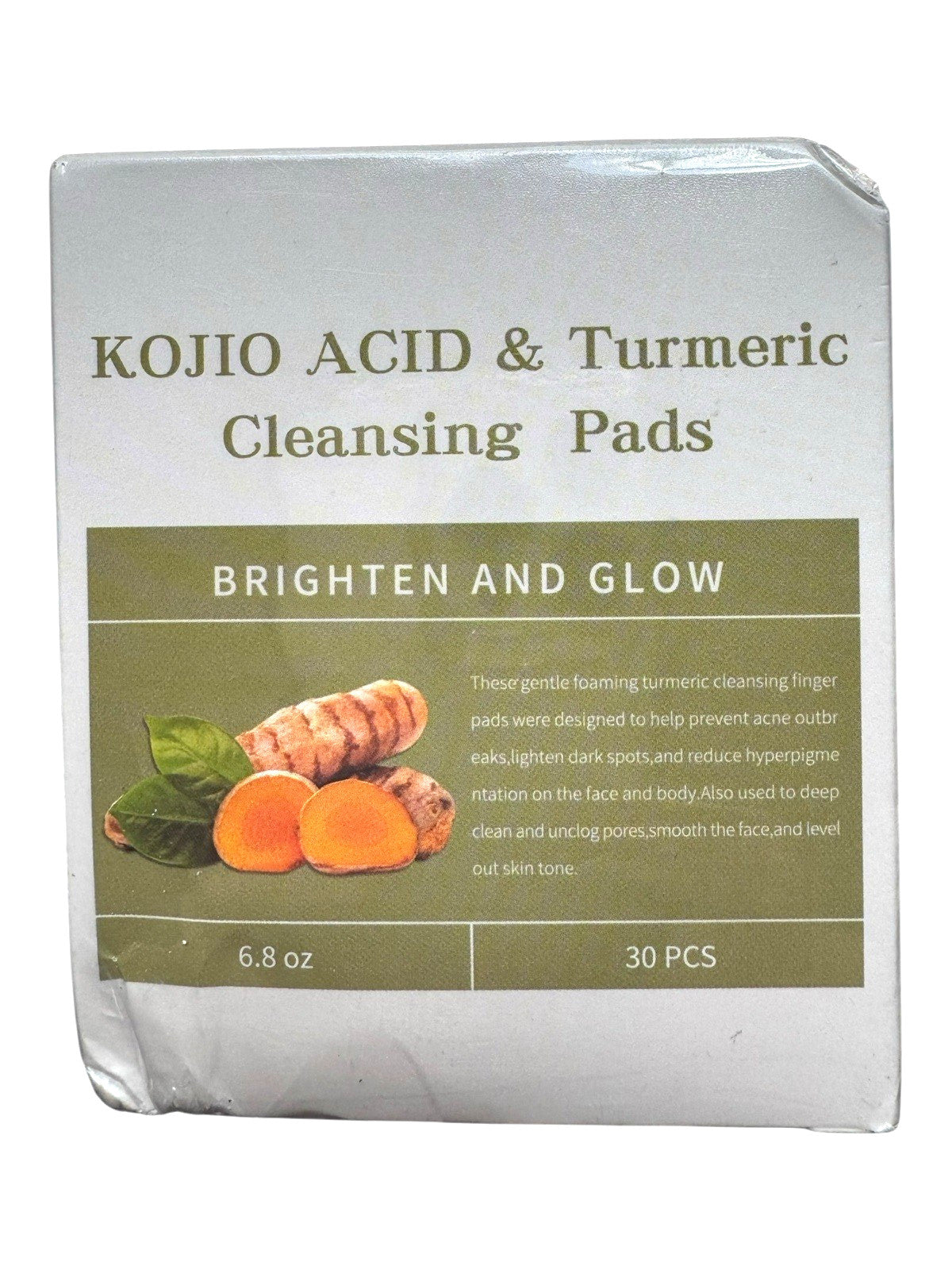 Kojic Acid & Turmeric Cleansing Pads - Brightening Face Wipes, 30 Count