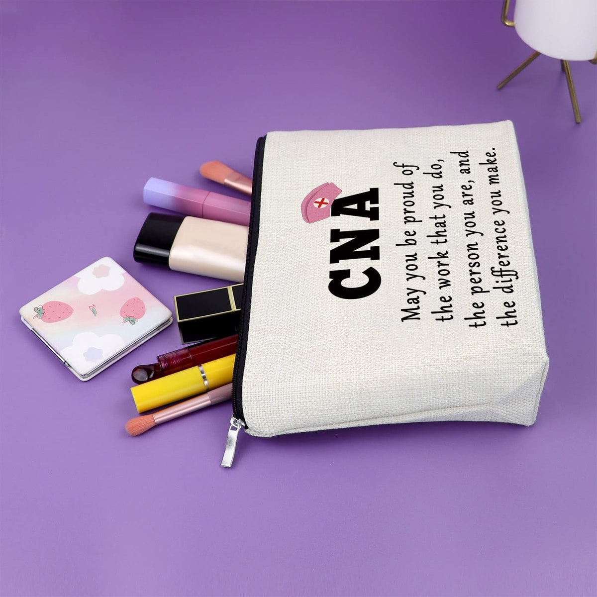 Makeup Bag for Nurses CNA Appreciation Gifts Women Travel Cosmetic Case