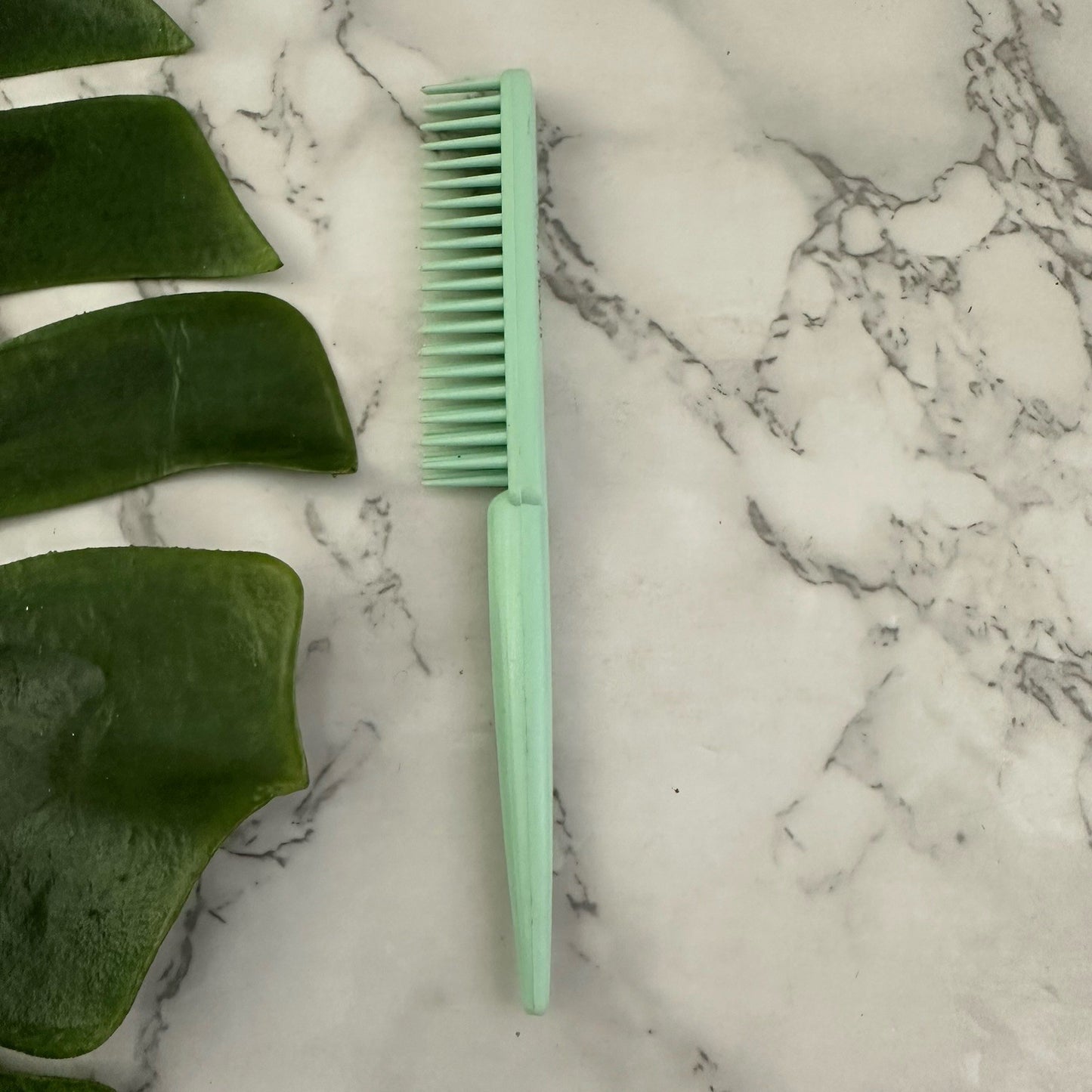 Hair Brush Comb Mint Green Hard Bristle Slim Handle Teasing Brush