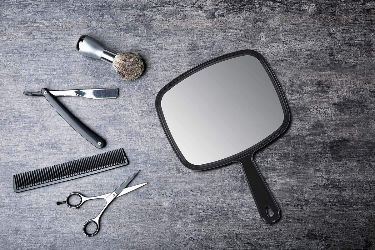 Rectangular Hand Mirror for Makeup Hair Grooming with Comfortable Grip