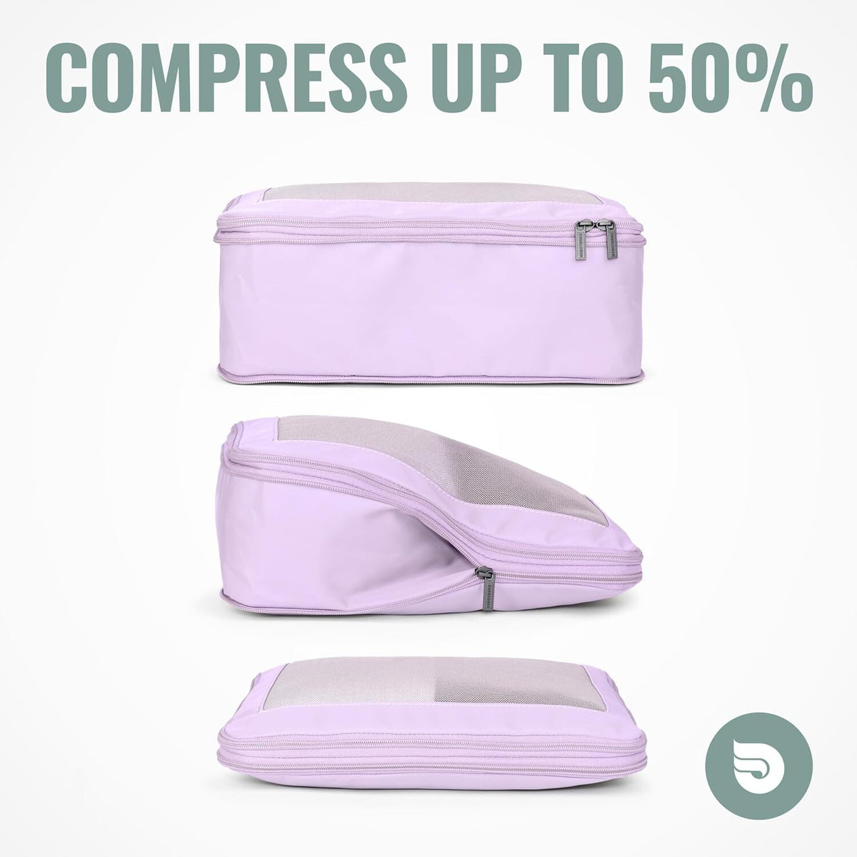 Travel Compression Packing Cubes 4-Pack - Luggage Organizer Bags in Purple