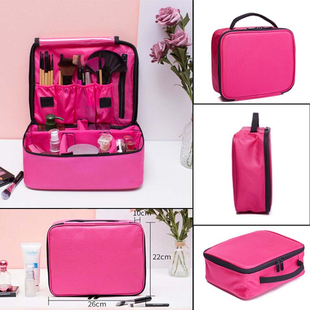 Large Waterproof Makeup Bag with Handle, Travel Cosmetics Organizer, Toiletries Kit