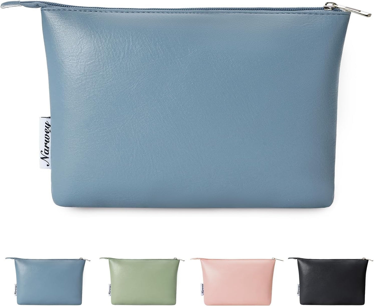 Small Makeup Bag for Purse - Vegan Leather Travel Cosmetic Organizer