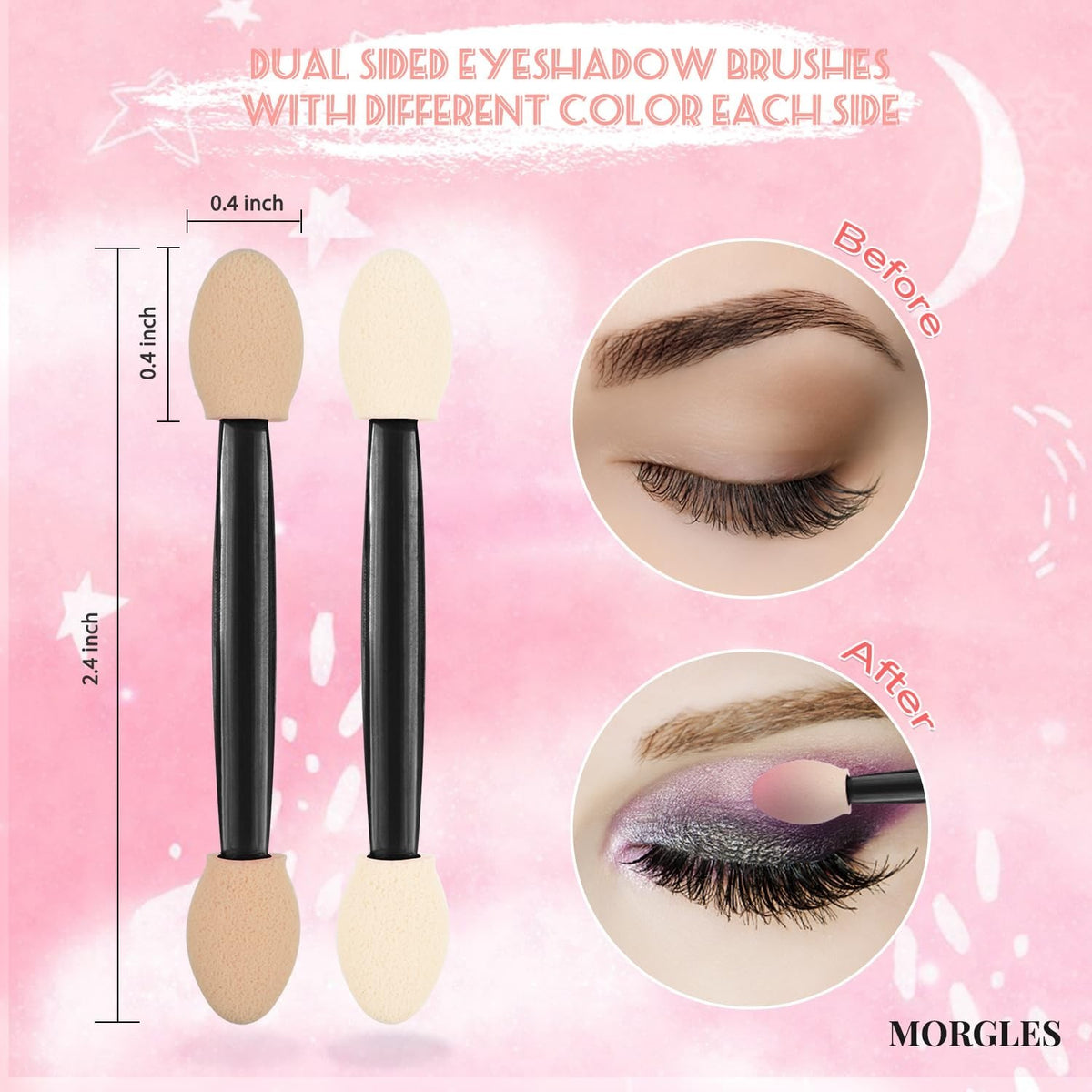 Disposable Eyeshadow Applicators 50 Pcs - Soft Oval Tips for Flawless Makeup