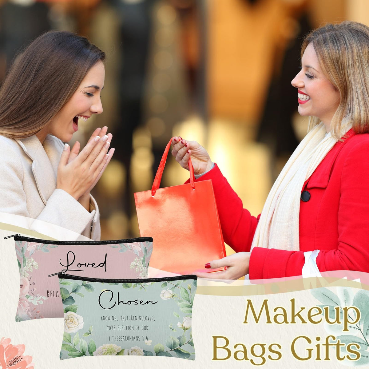 Christian Makeup Bags Set - Inspirational Bible Verse Cosmetic Pouch Bulk for Women