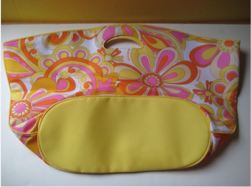 Large Floral Canvas Tote Bag for Travel and Beach - Pink & Yellow