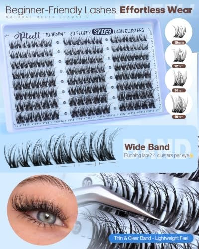 5D Wispy Lash Clusters D-Curl False Eyelashes Natural Look 10-16mm DIY Extensions