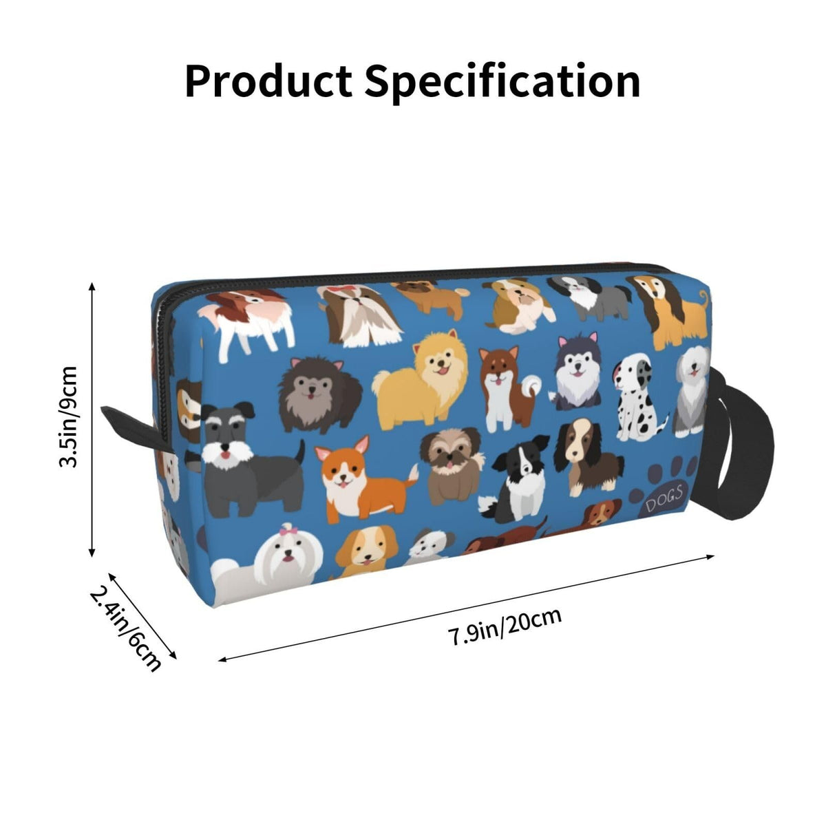 Cute Dog Puppy Makeup Bag Organizer Small Cosmetic Travel Pouch with Handle