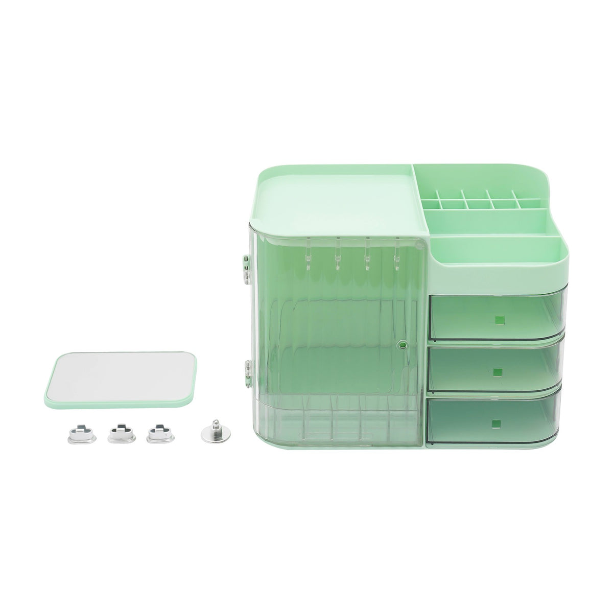 Large Makeup Storage Organizer with Mirror - 31x20x24cm PET Cosmetic Case