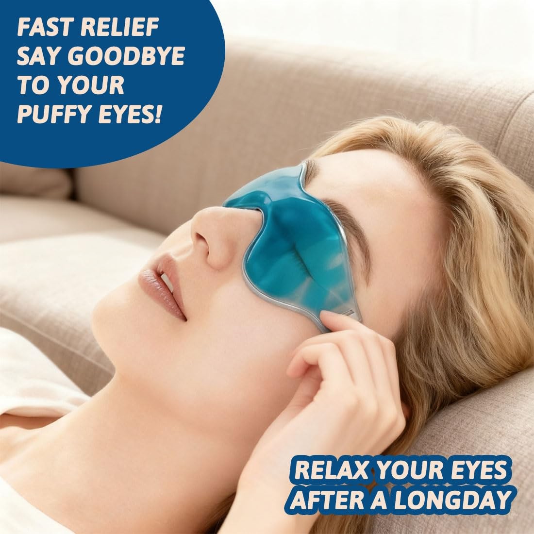 Cooling Eye Masks 4 Pack - Reusable Cold Compress for Puffy Eyes & Dark Circles