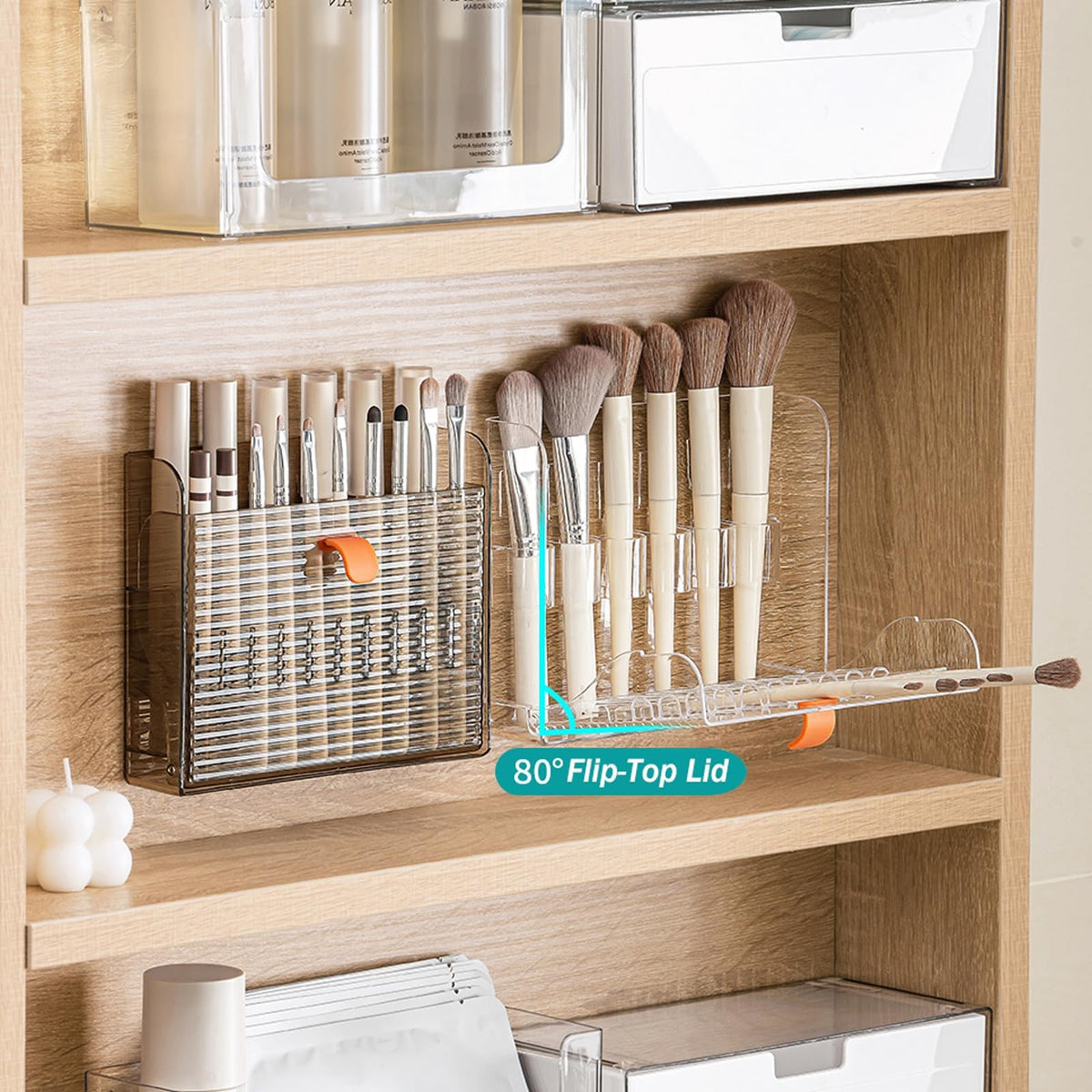 Wall-Mounted Makeup & Lip Liner Organizer Holder Clear 16 Slots