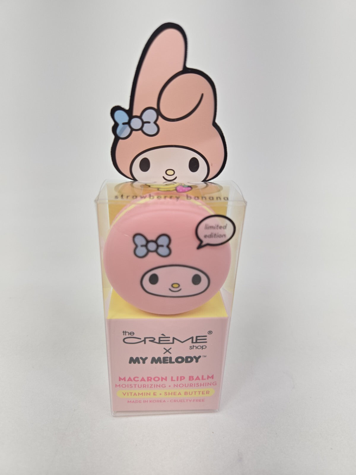 Moisturizing Strawberry Banana Lip Balm Macaron | The Creme Shop x My Melody