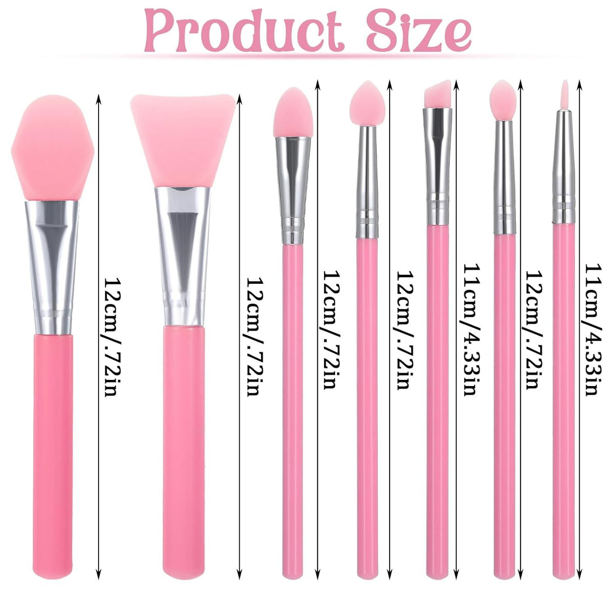 7-Piece Silicone Makeup & Craft Applicator Brush Set - Pink