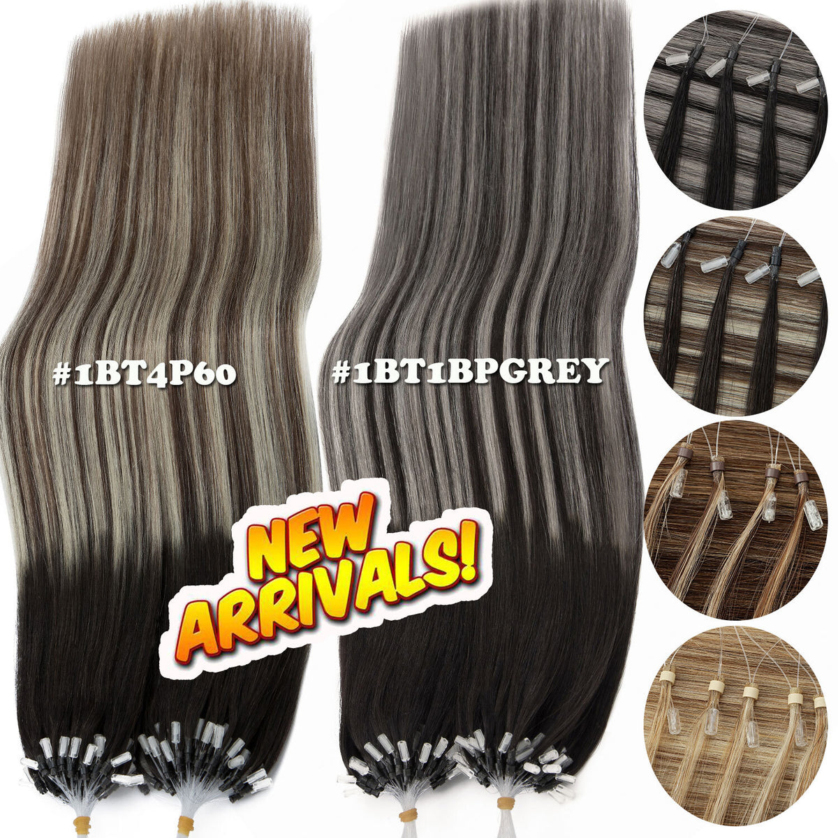Micro Loop Hair Extensions Beads Link - Russian 100% Remy Human Hair Balayage