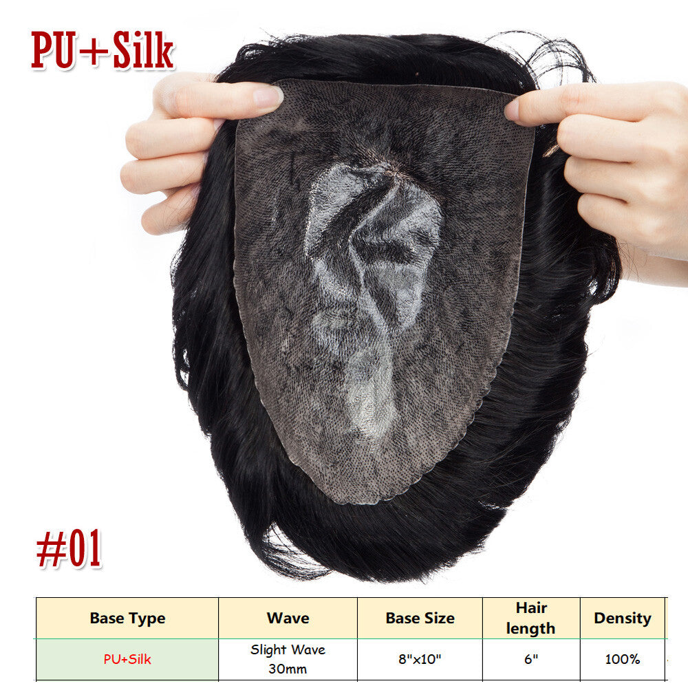 Men's Hair Replacement System Toupee Human Hair Skin V Loop - Natural-Looking Hairpiece