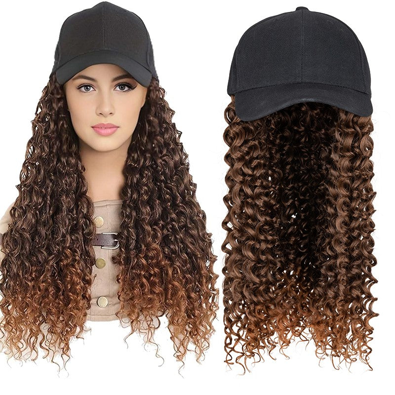 Adjustable Baseball Cap Wig with Hair Piece - Short Long Synthetic Hair