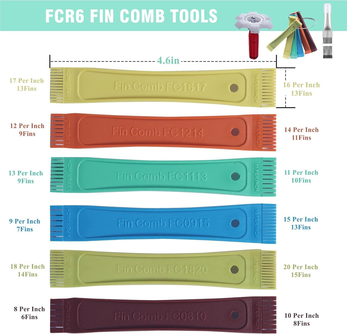 8-Piece Multicolor Air Conditioner Fin Comb Set for Cleaning & Maintenance