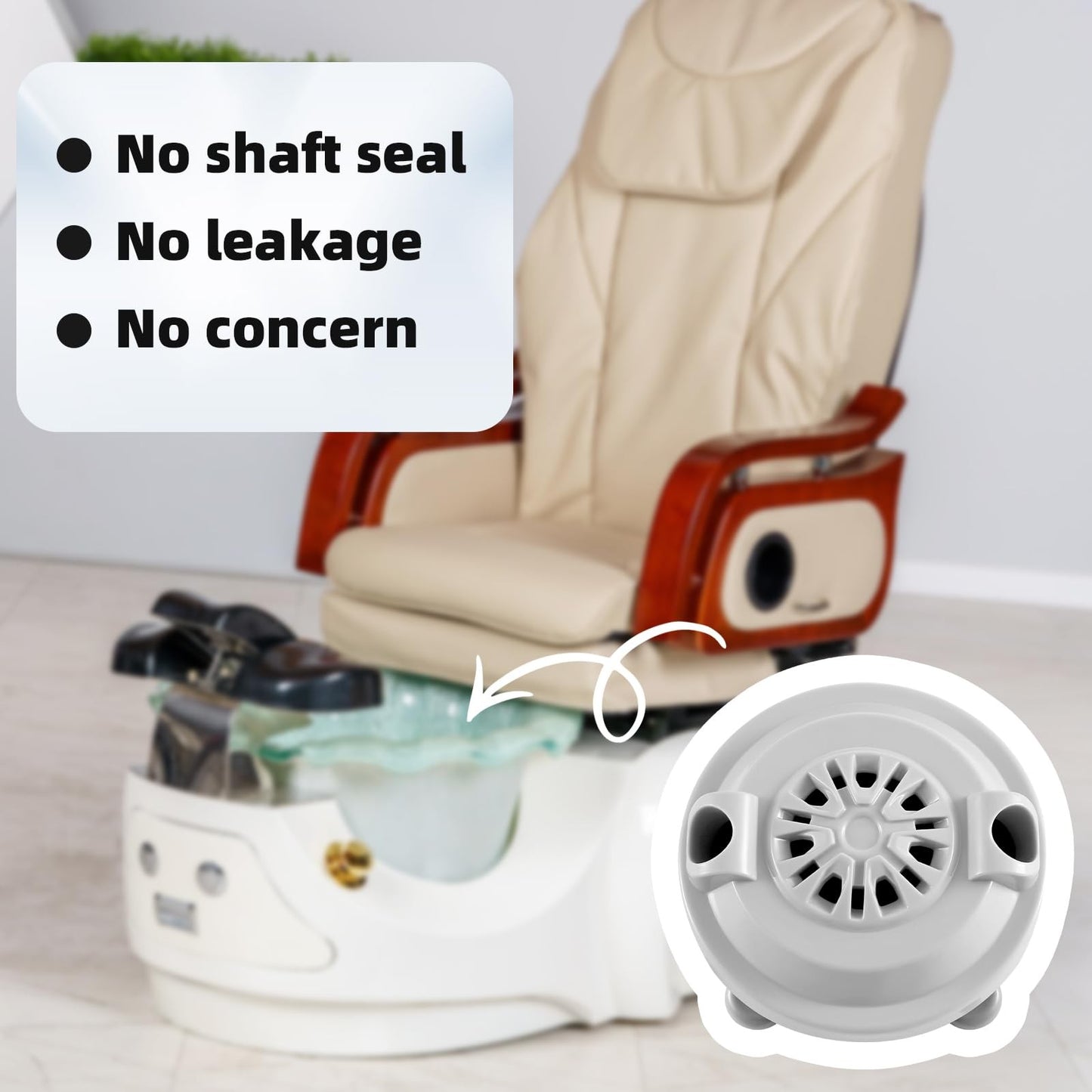 Pipeless Magnetic Jet Head for Pedicure Spa Chairs - 2 Inch Grey Replacement