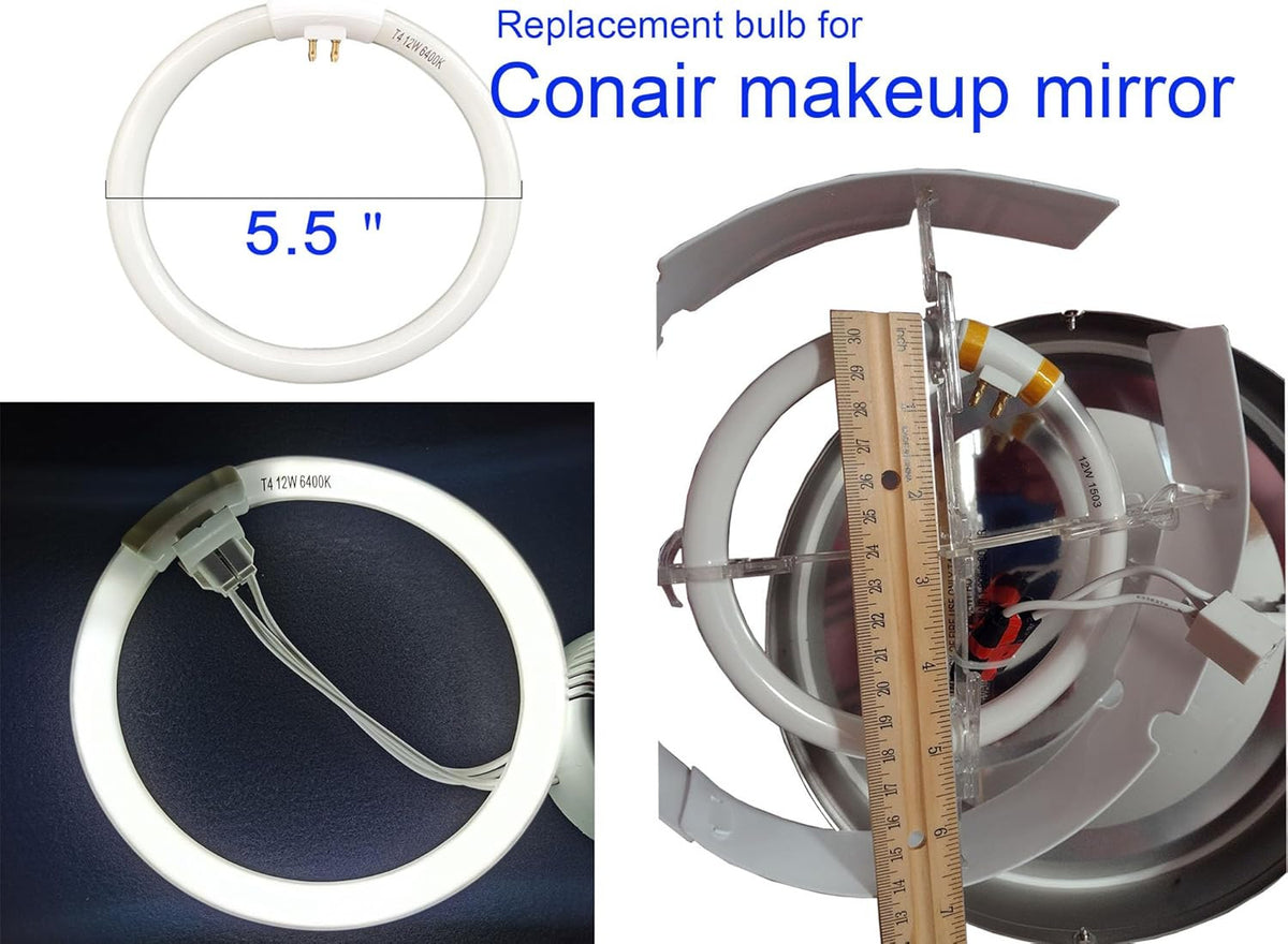 12W Circular Fluorescent Replacement Bulb for Makeup Mirrors - 5.5" G10q Daylight