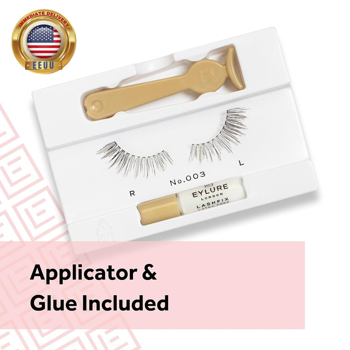 Reusable False Eyelashes with Clear Band and Adhesive - Natural Look, 1 Pair