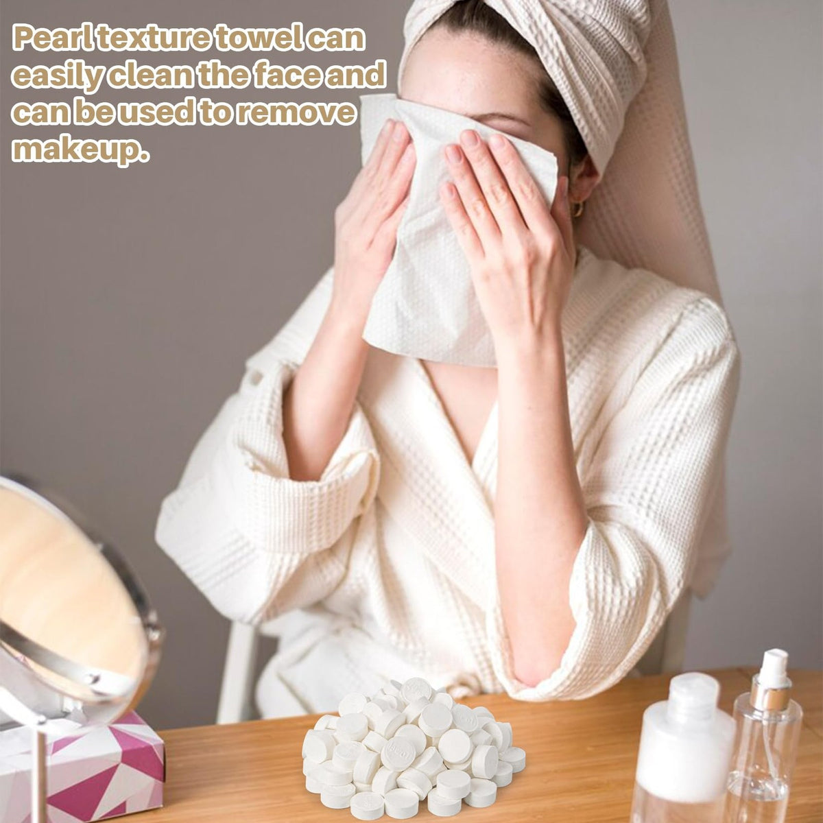 Disposable Compressed Towel Tablets - 100 Pack, Travel Face Wipes