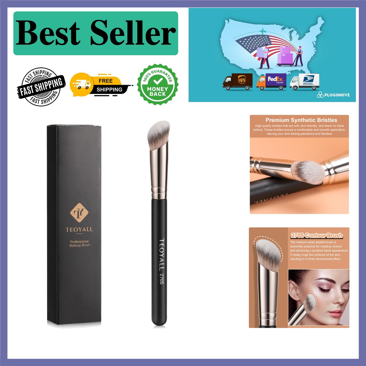 Angled Makeup Brush for Under Eye Concealing & Contouring - Cruelty-Free