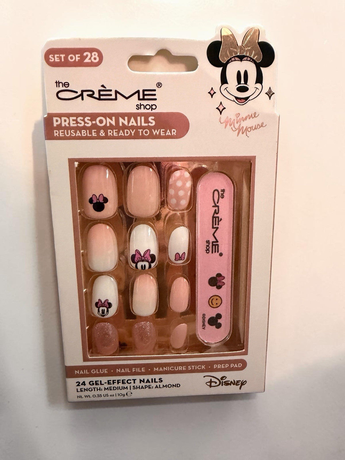 Makeup Bag Set with Minnie Mouse Press-On Nails & Spa Headband - 3 Pc