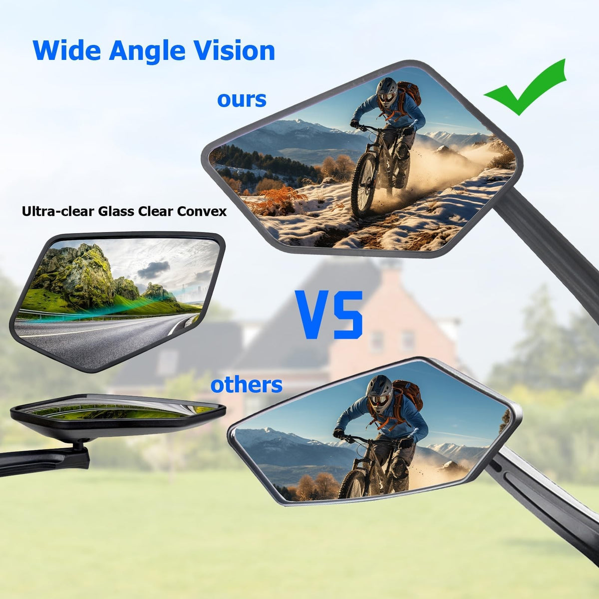 360° Rotatable Bicycle Mirror Handlebar Mount for E-Bikes & Mountain Bikes