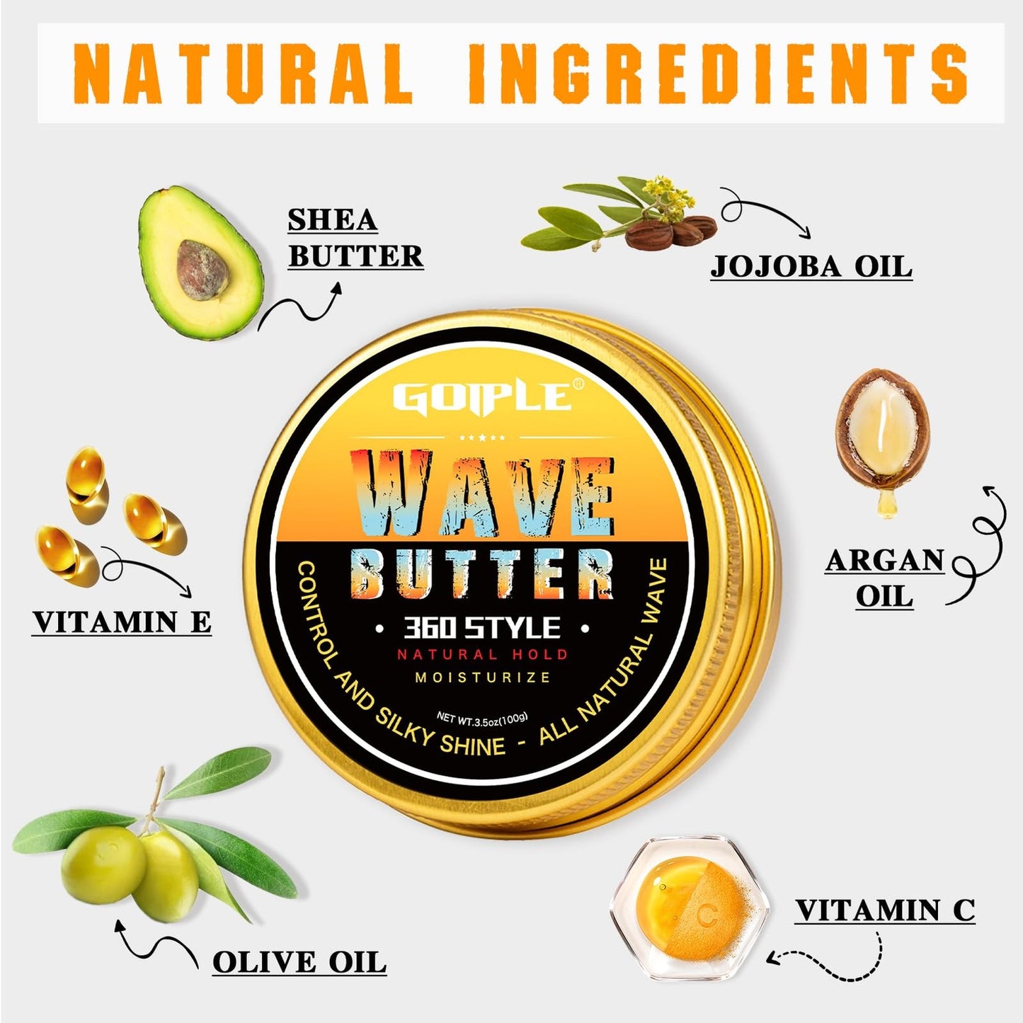 Wave Butter 360 Wave Grease for Men - Natural Styling Pomade with Shea & Beeswax