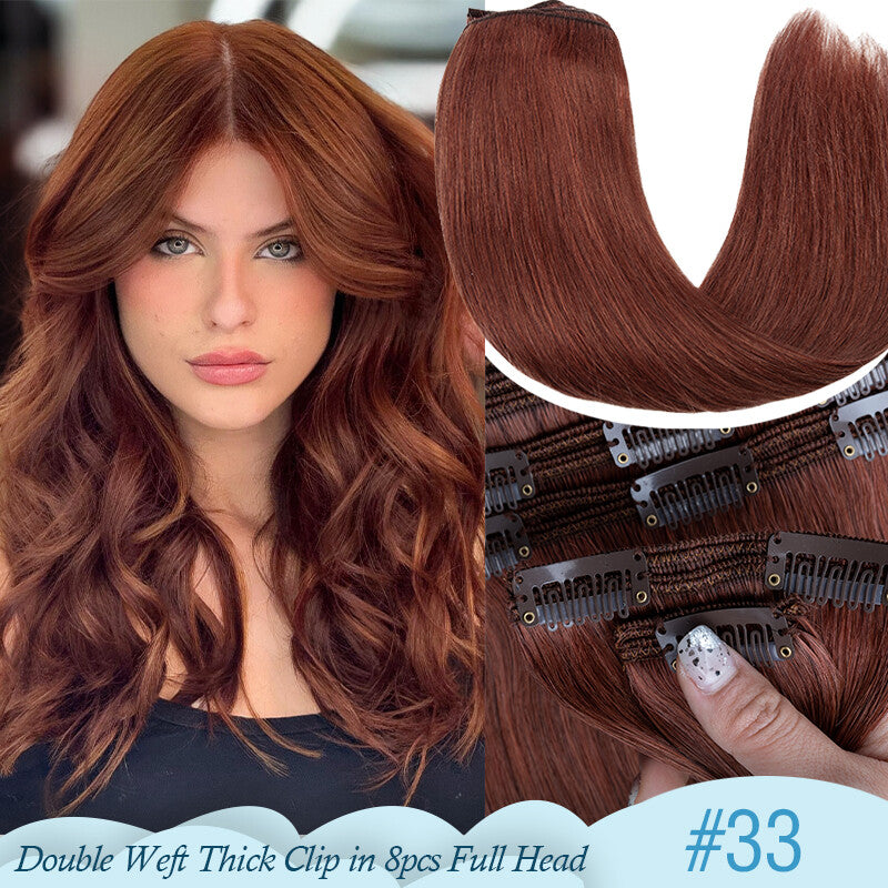 Thick Double Weft Clip-In Human Hair Extensions Full Head 150-170g