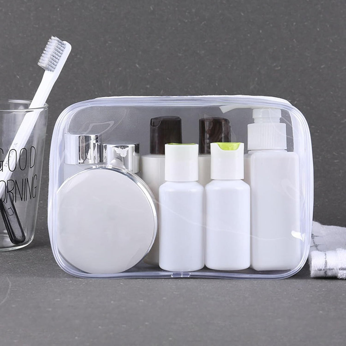 Clear Waterproof Cosmetic Bags Set - 20 Pack Travel Toiletry Organizer