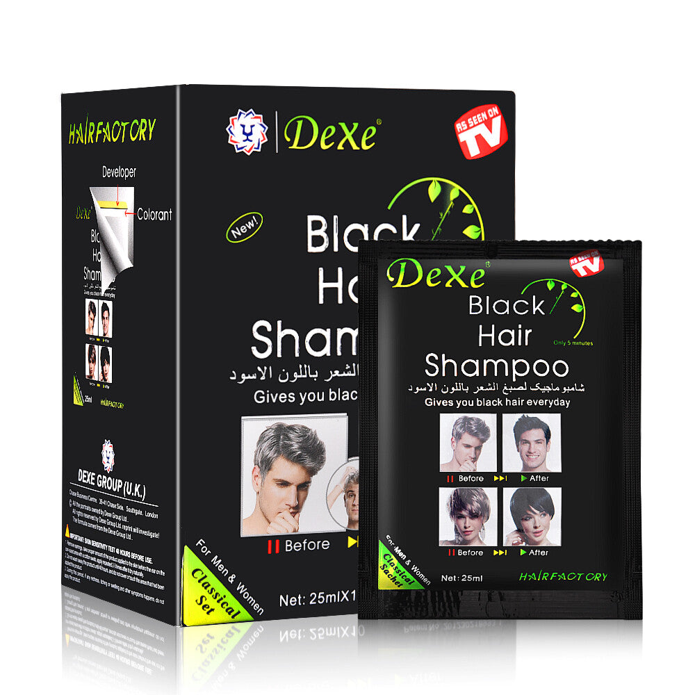 Black Hair Dye Shampoo - Instant Color Darkening Formula