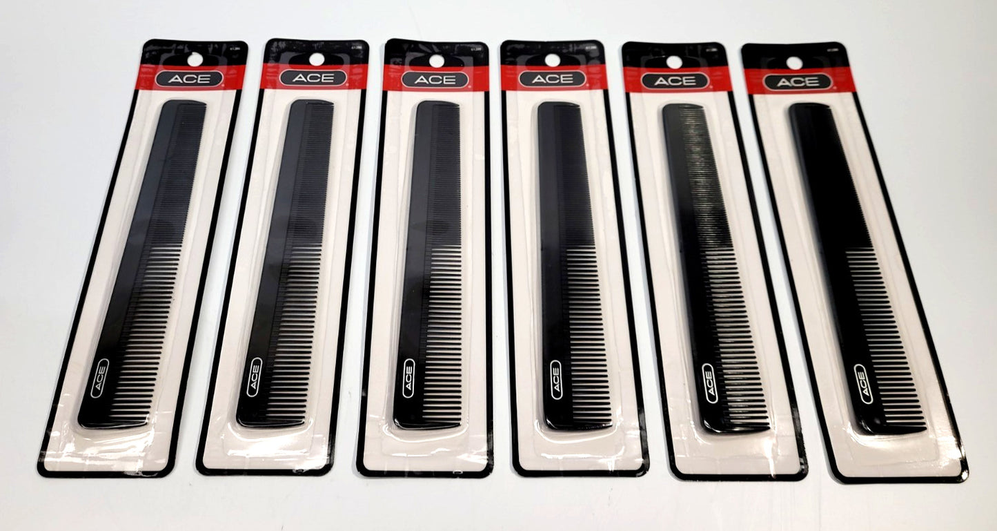 All Purpose Hair Comb Set - 6 Black Styling Combs for All Hair Types