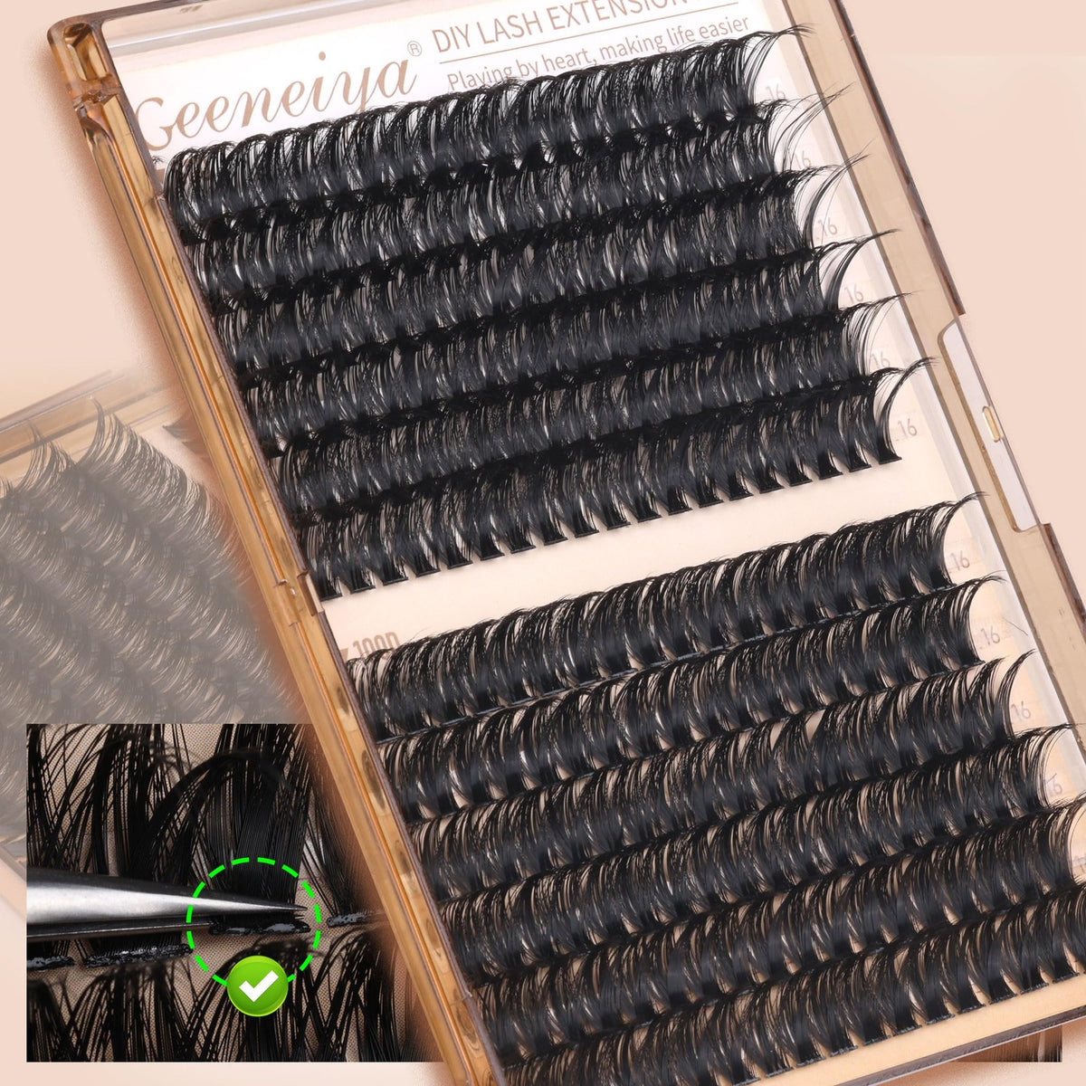 16MM Volume Lash Clusters Kit DIY Eyelash Extensions D Curl Black
