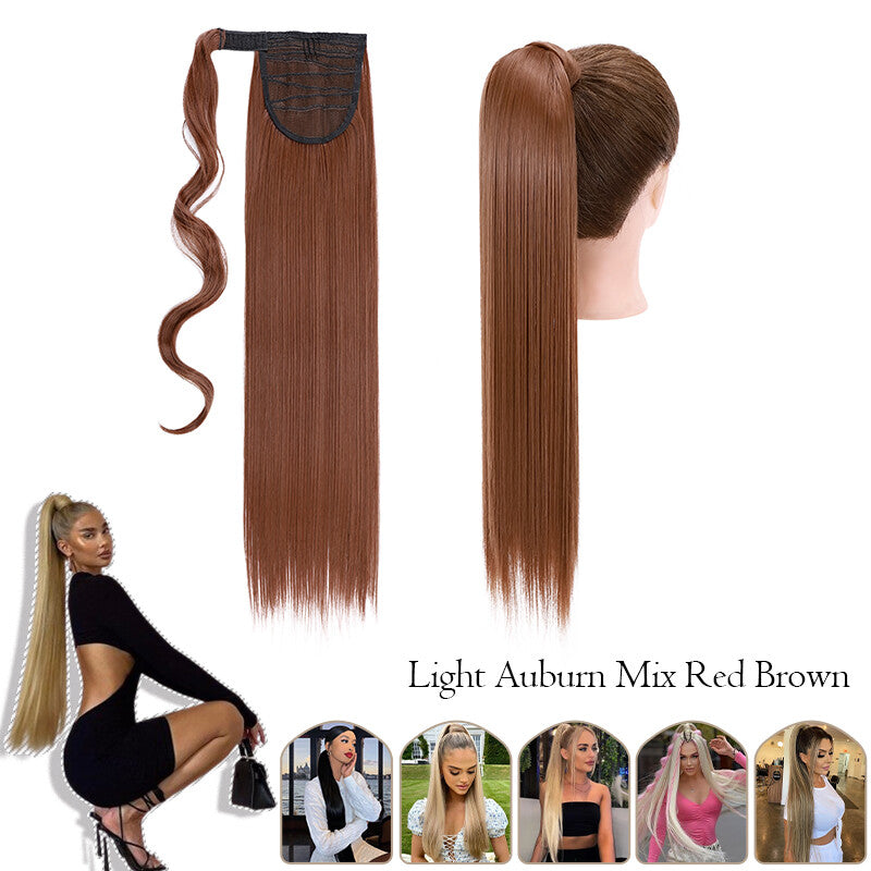 Mega Thick Wrap-On Ponytail Extensions - Natural Human Hair, Curly Wavy Straight