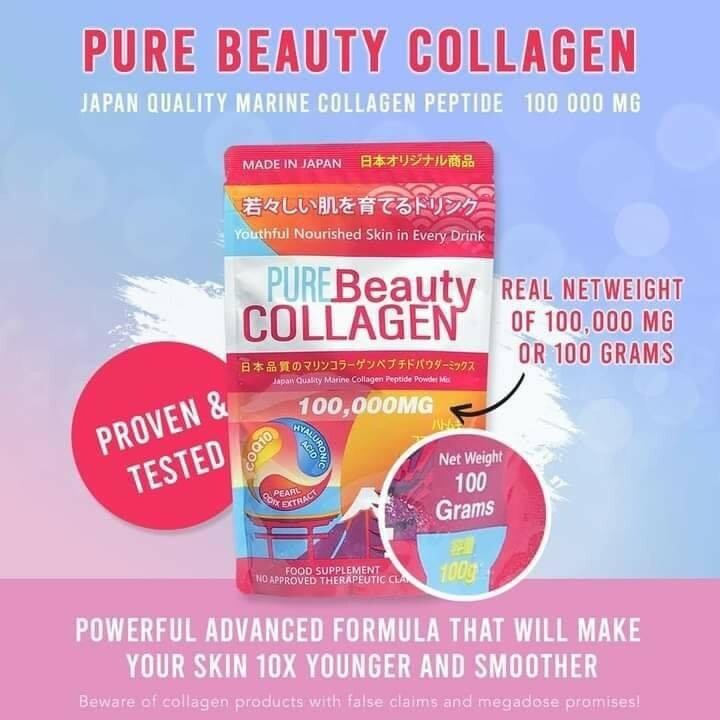 Pure Beauty Collagen Powder 100,000mg Marine Collagen Japan Made - Skin
