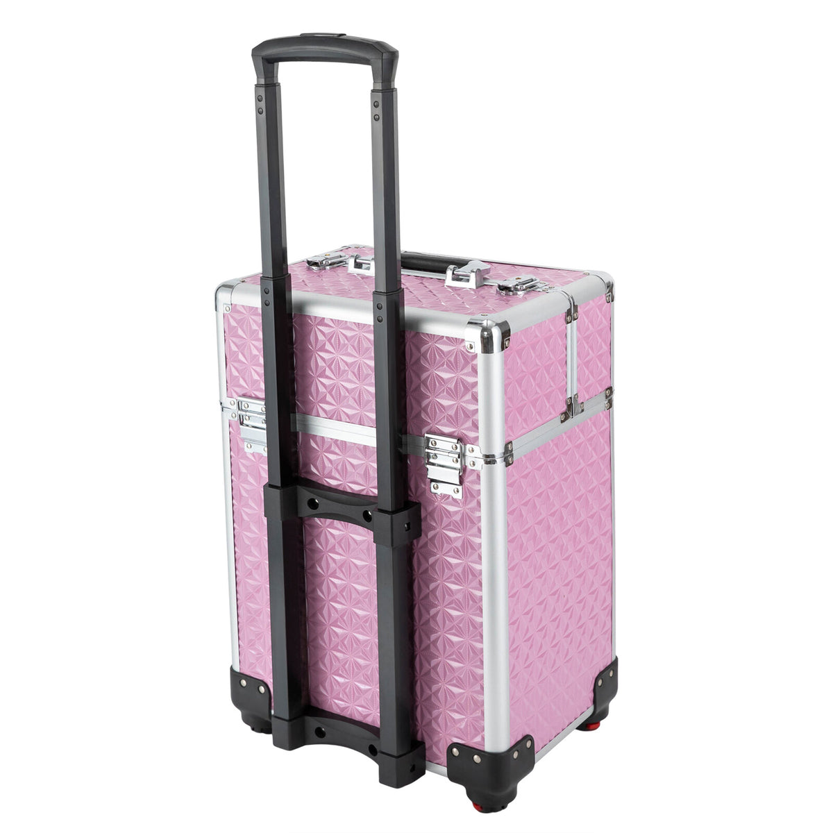 Rolling Makeup Train Case with Wheels & Storage Compartments, Pink