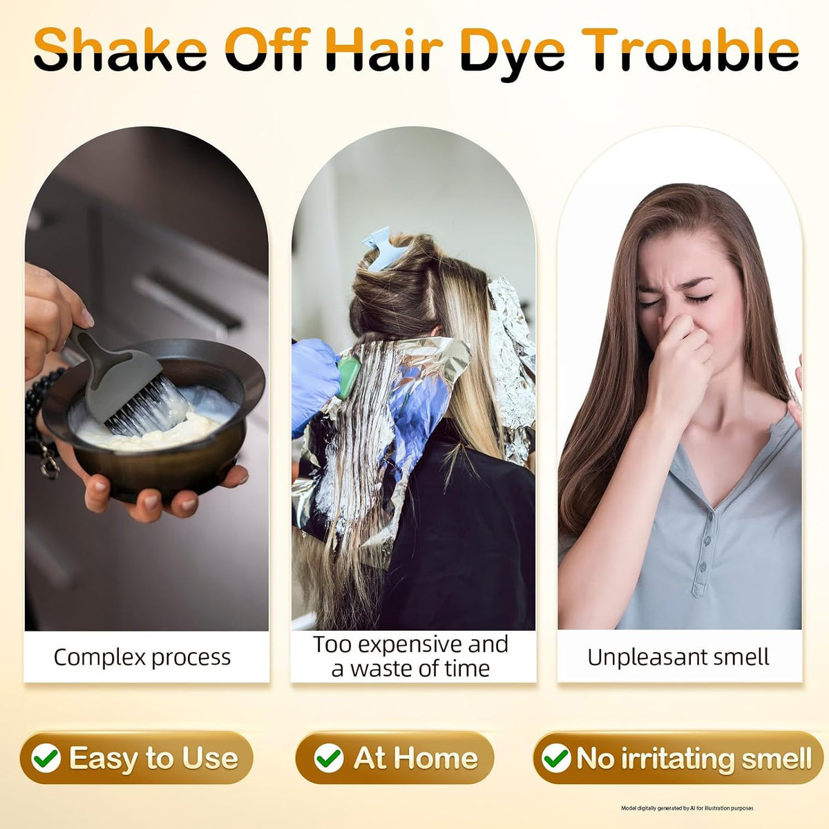 3 in 1 Hair Dye Shampoo for Gray Hair Cover and Conditioner - Herbal Ginseng, 150ml