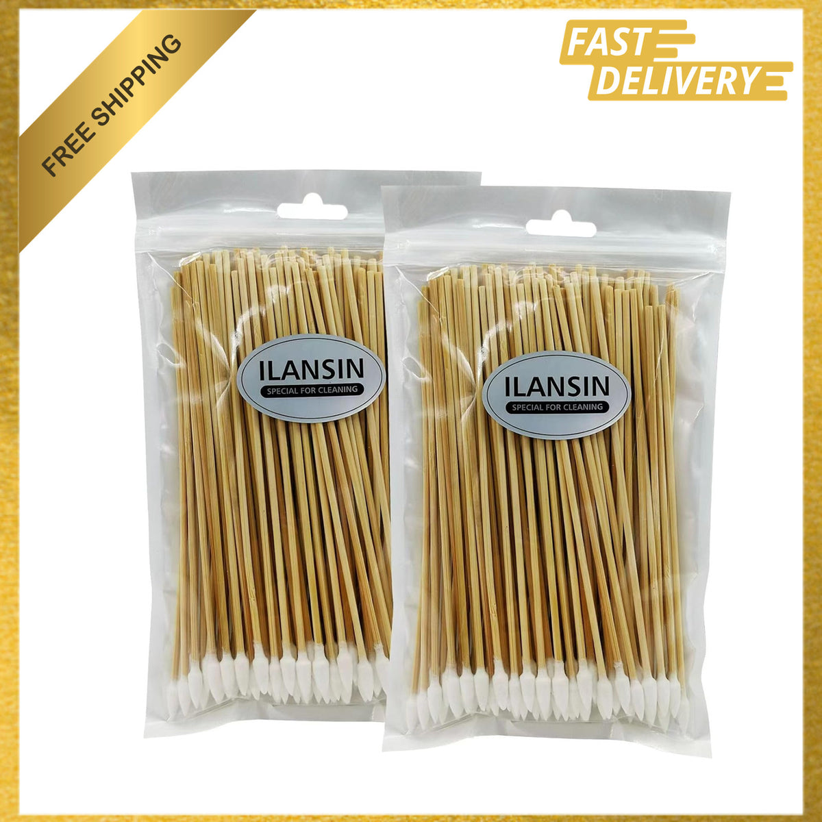 200PCS Biodegradable Cotton Swabs with Bamboo Sticks for Makeup & Cleaning