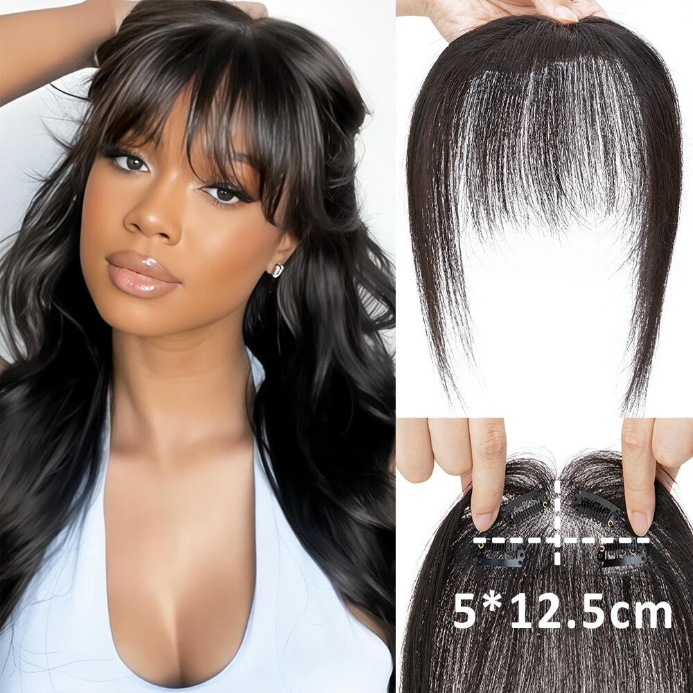 Human Hair Clip-In Bangs Topper with Remy Hair for Natural Look