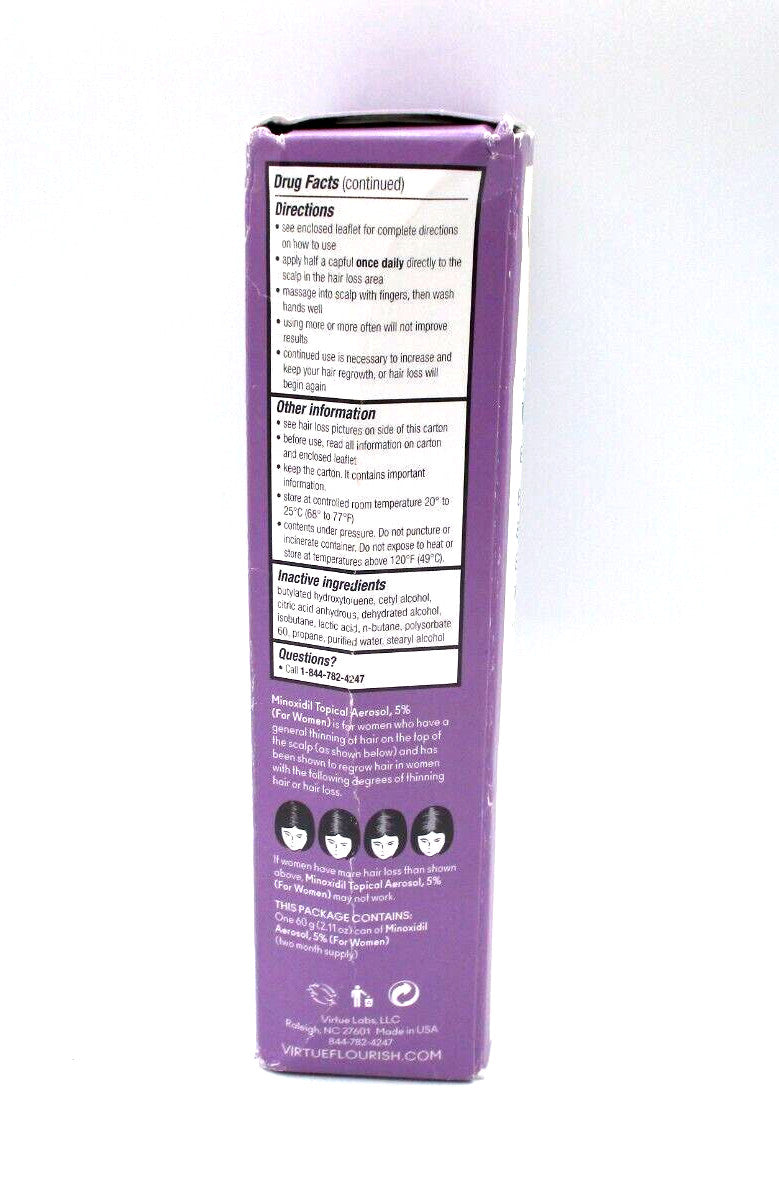 Virtue Flourish Nightly Hair Growth Treatment with Minoxidil 5% for Women - 1 Month Supply