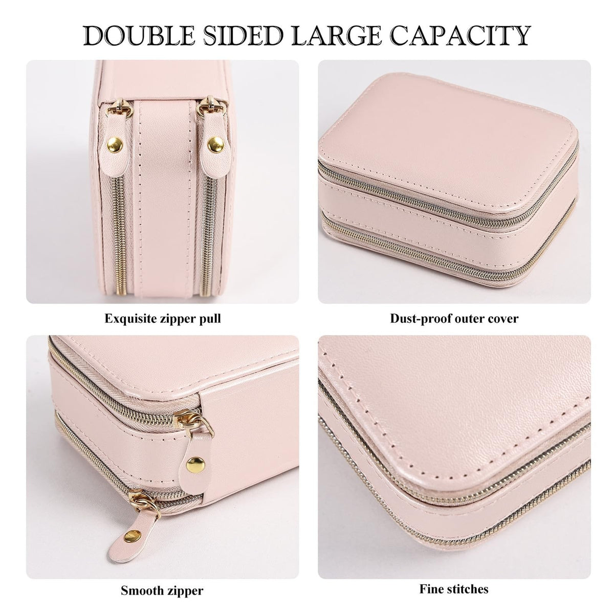 Travel Jewelry Organizer Case - Small Faux Leather Jewelry Storage Box for Women