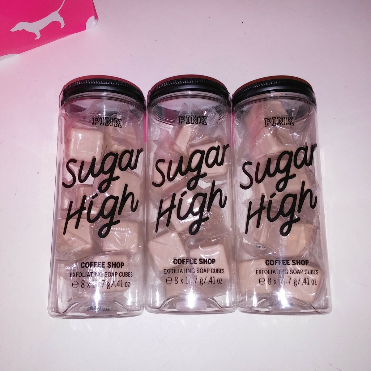Set of 3 Victoria Secret PINK Sugar High Coffee Shop Exfoliating Soap