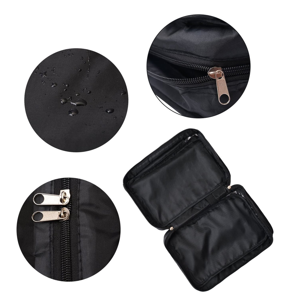 All-Purpose Travel Organizer Bag with Hanging Cosmetic Compartments - Black