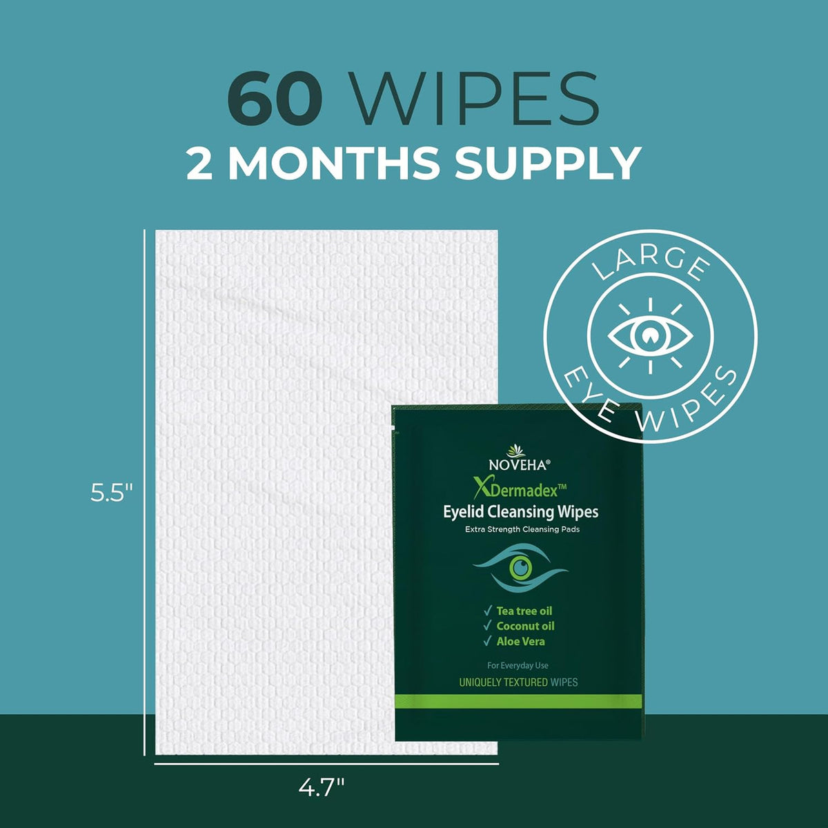 Eyelid and Lash Cleansing Wipes Pack of 60 for Sensitive Eyes