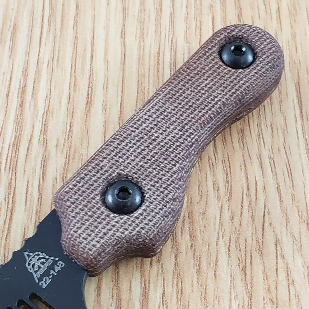 3-Inch Carbon Steel Rake Blade with Tan Canvas Micarta Handle