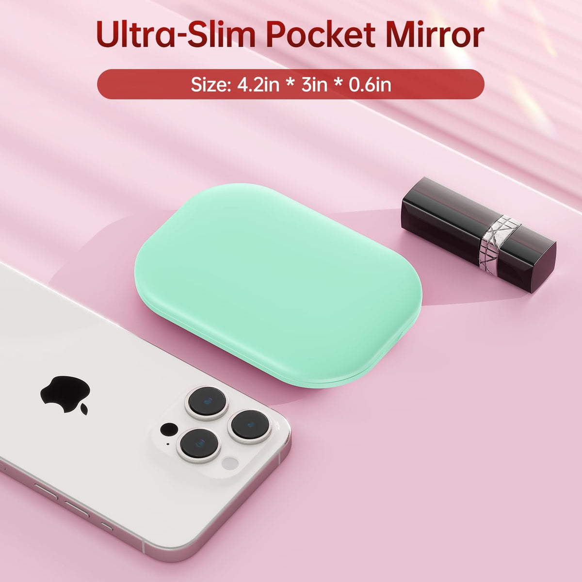 Lighted Compact Travel Mirror with 3 Color Lights 1X/3X Magnification - Green