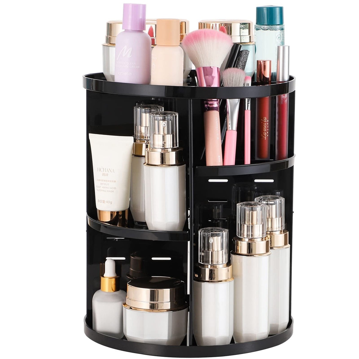 Rotating Makeup Organizer Acrylic Lazy Susan for Vanity, Adjustable 6-Tier Storage