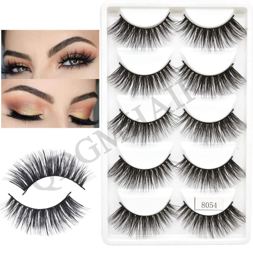 3D Mink False Eyelashes Long Thick Wispy Fluffy Strip Lashes 5 Pairs